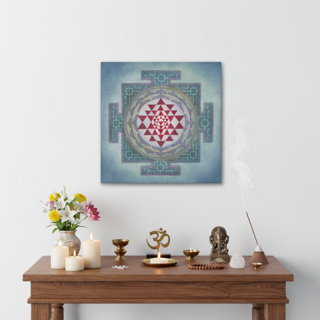 Sacred Art Sri Yantra Print for alter or temple space by Muktha Ananda